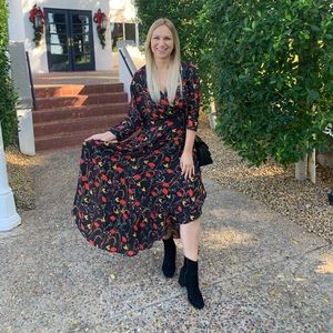Long black floral maxi dress